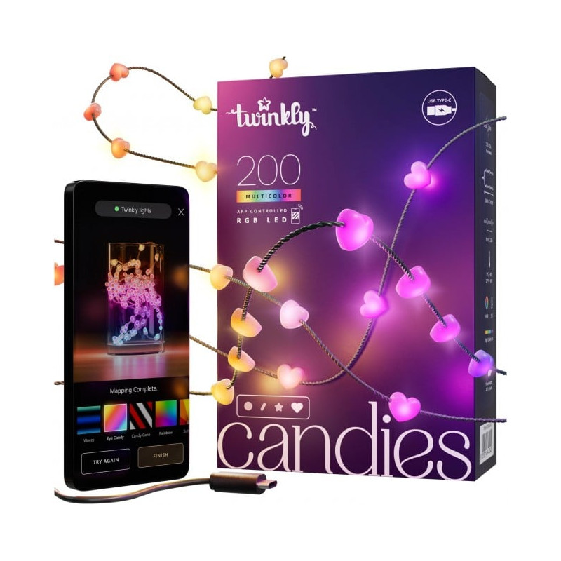 Stringa di luce twinkly candies 200xled smart rgb 12m classe g multicolore