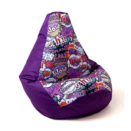 Pouf sacco go gift stampa pera l 105x80cm viola wow