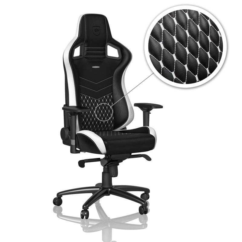 Sedia da gioco noblechairs epic in vera pelle nero/bianco/rosso
