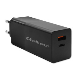 Alimentatore da rete qoltec gan power pro 1xusb c/1xusb/100w/pd nero