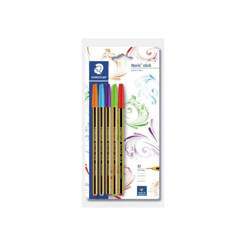 Penna a sfera staedtler noris stick 5pz multicolore [434-sbk5p2]