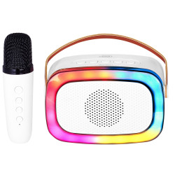 Altoparlante trevi xr 8a01 mini party karaoke wireless bianco