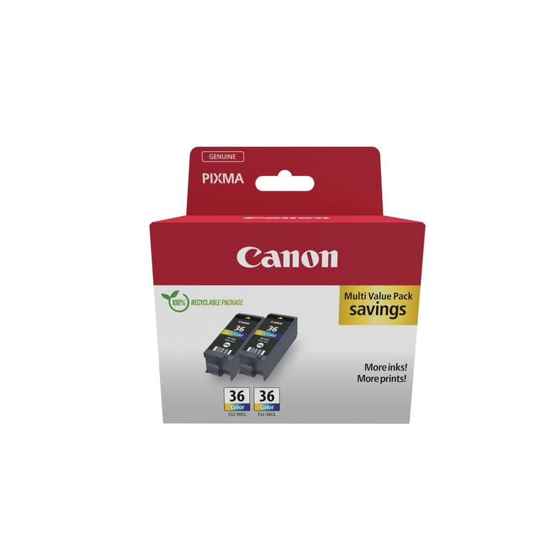 Cartuccia canon cli-36 doppia confezione nero/ciano/magenta/giallo