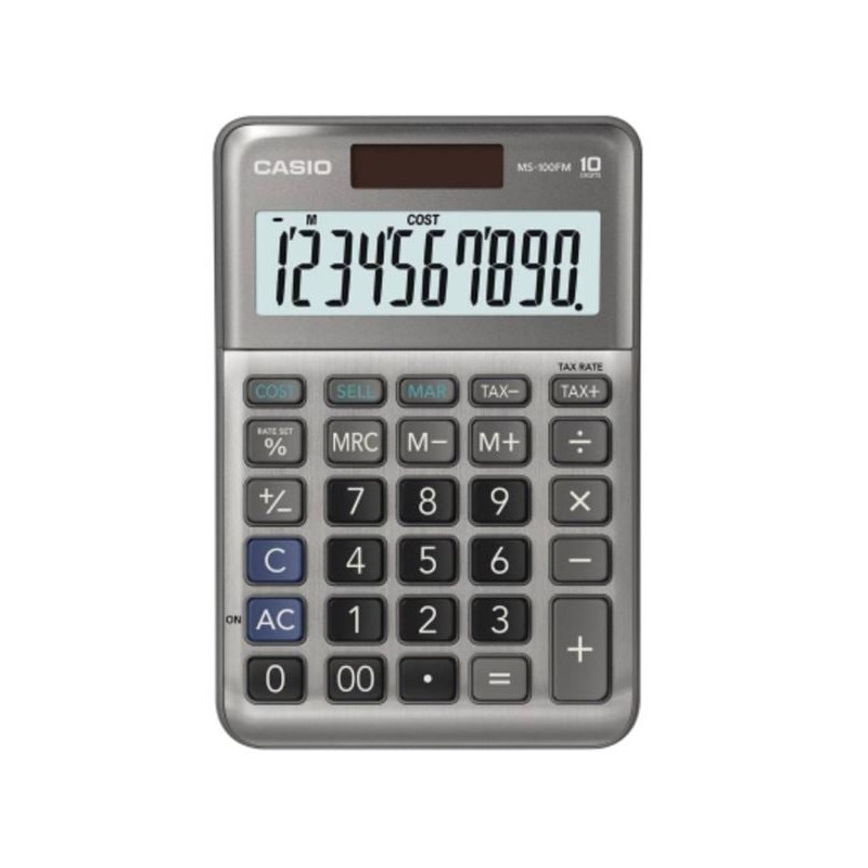 Calcolatrice casio ms-100fm lcd 101x148.5x27.6mm grigio