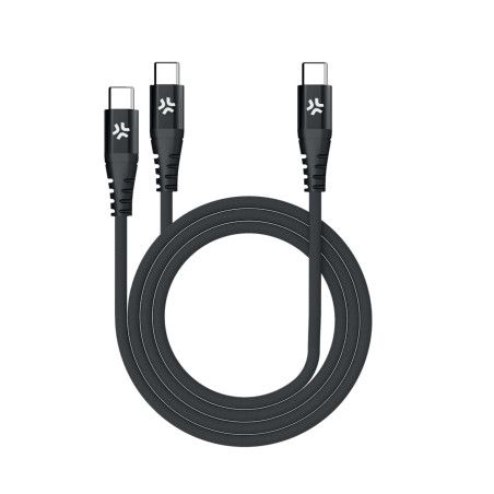 Cavo celly usb-c a 2 usb-c nero [usbc2usbcbk]