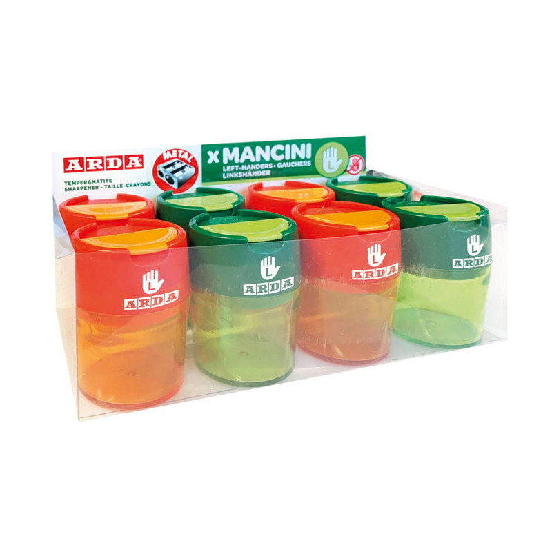 Temperamatite arda per mancini 2fori 8pz metallo colori assortiti