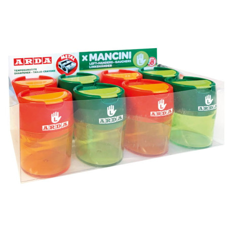Temperamatite arda per mancini 2fori 8pz metallo colori assortiti