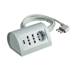 Multipresa bticino s3711du spina 16a 3 prese e 2 cavo usb 2mt bianco