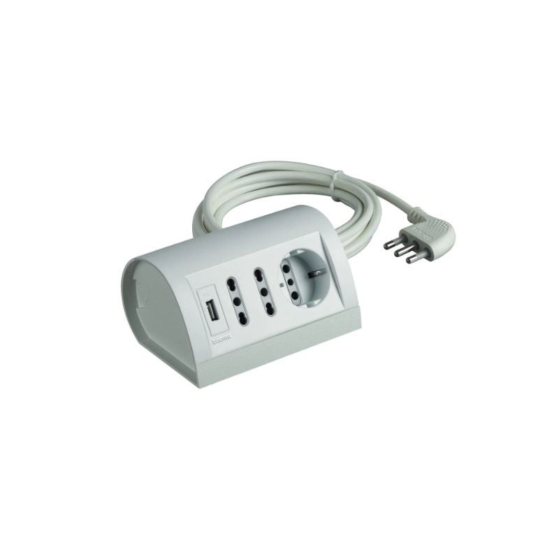 Multipresa bticino s3711du spina 16a 3 prese e 2 cavo usb 2mt bianco