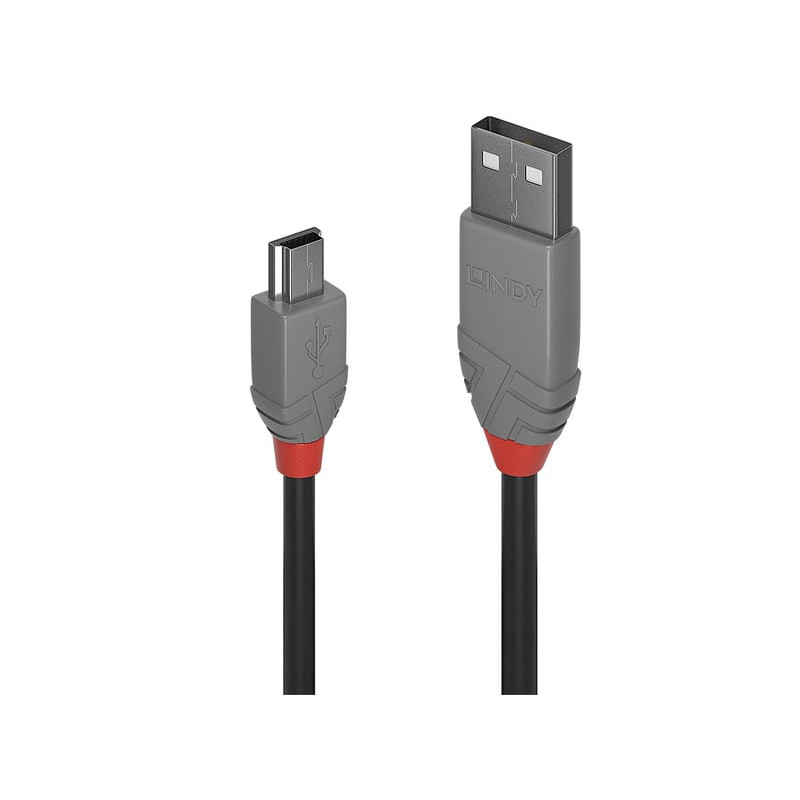Cavo lindy usb-a mini usb-b 2.0 2m nero/grigio [36723]