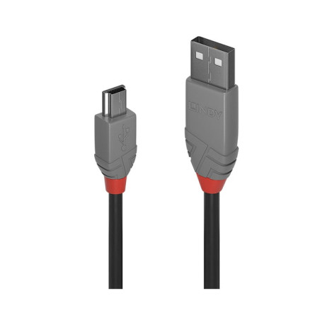 Cavo lindy usb-a mini usb-b 2.0 2m nero/grigio [36723]