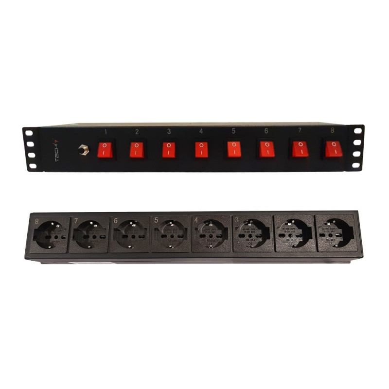 Multipresa techly professional per rack 19'' 8 posti con