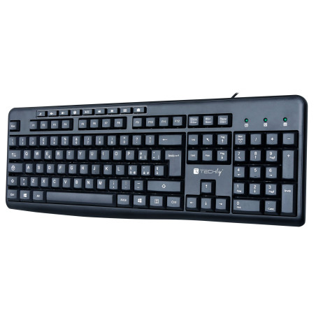 Tastiera techly usb 104 tasti + 9 multimediali nero