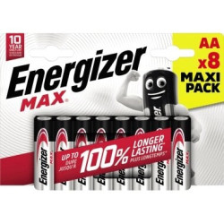 Pila energizer max aa mignon lr6 alkaline 1,5v 8 pezzi [7638900437720]