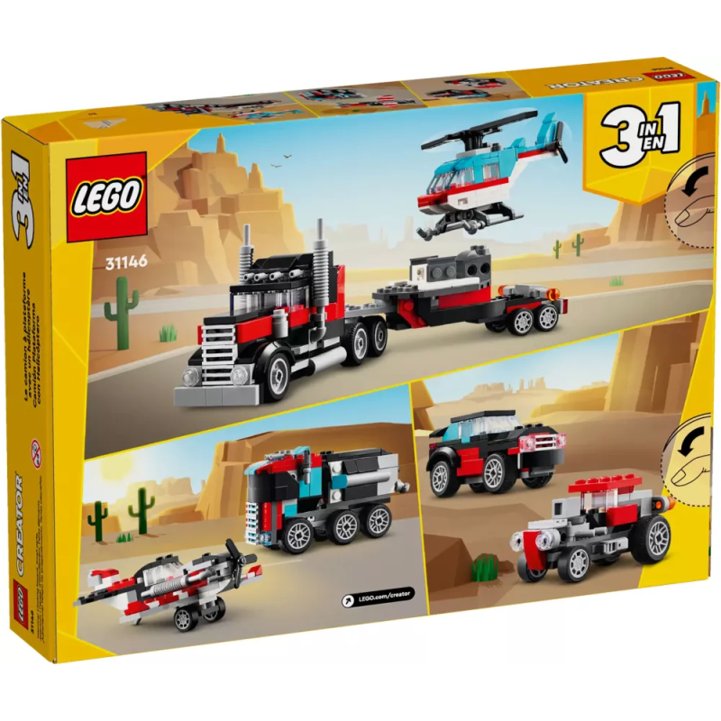 Gioco da costruzione lego camion a pianale con elicottero multicolore