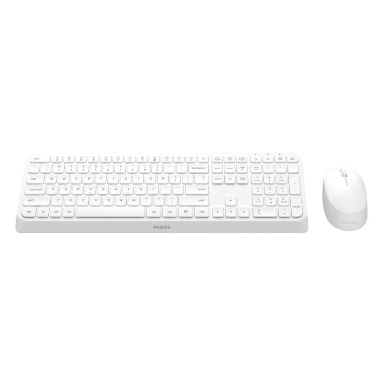 Tastiera e mouse philips spt6307bl/34 wireless silent bianco [spt6307w/34]