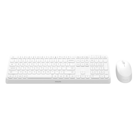 Tastiera e mouse philips spt6307bl/34 wireless silent bianco [spt6307w/34]