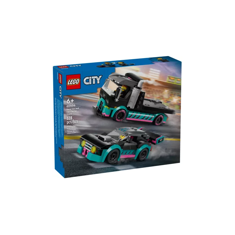 Gioco da costruzione lego auto da corsa e camion da trasporto [60406]