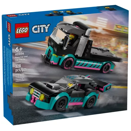 Gioco da costruzione lego auto da corsa e camion da trasporto [60406]