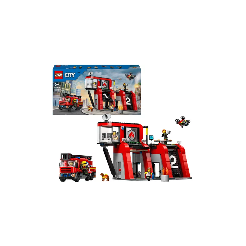 Gioco da costruzione lego city stazione e camion dei pompieri [60414]