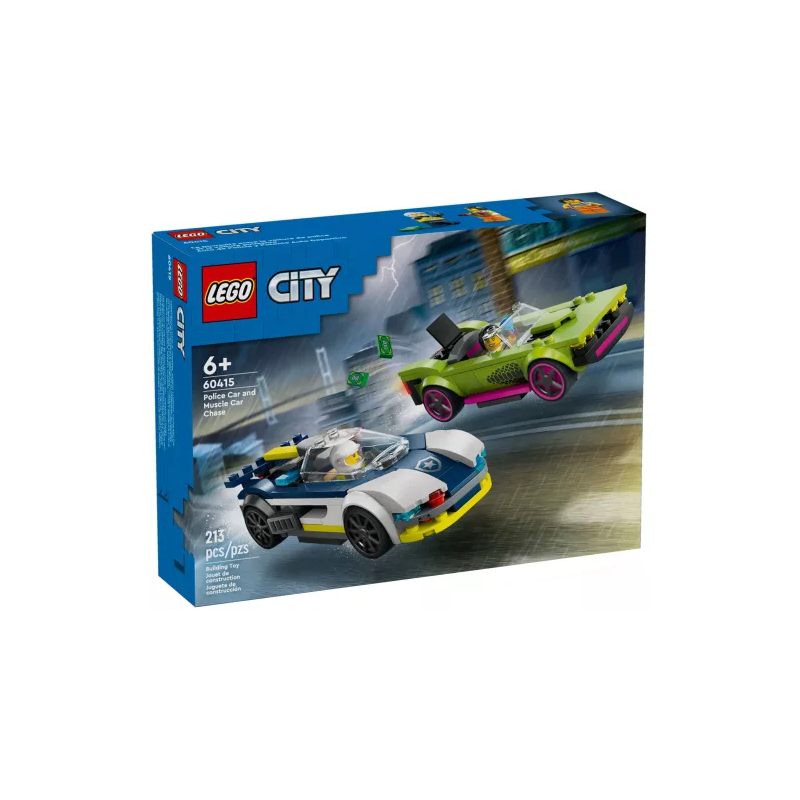 Gioco da costruzione lego inseguimento tra l'auto della polizia