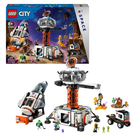 Gioco da costruzione lego base spaziale e piattaforma di lancio del