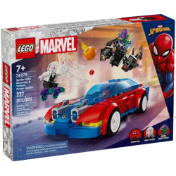 Gioco da costruzione lego auto da corsa di spider-man e goblin