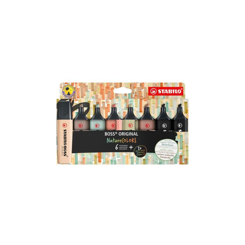 Evidenziatore stabilo boss 70/8 nature colors astuccio 8pz [70/8-2-1]