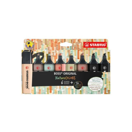 Evidenziatore stabilo boss 70/8 nature colors astuccio 8pz [70/8-2-1]