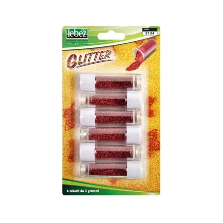 Busta 6 tubi lebez spa porporina glitter 2gr rosso [5134-r]