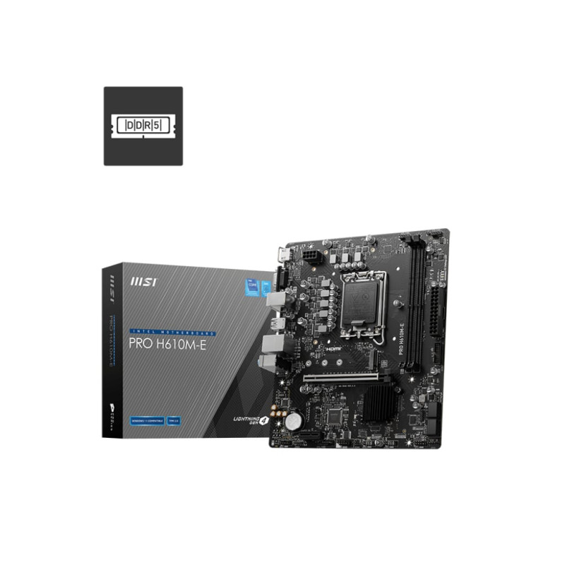 Scheda madre msi pro h610m-e ddr5 lga 1700 matx nero [pro h610m-e]