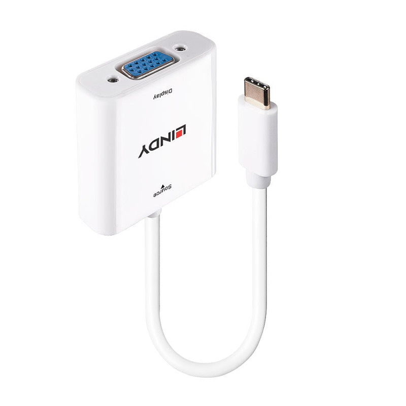 Adattatore video usb lindy usb-c a vga bianco [43355]