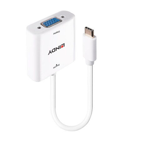 Adattatore video usb lindy usb-c a vga bianco [43355]