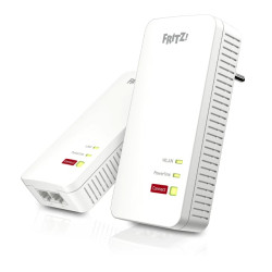Powerline avm 1200 mbit/ ethernet lan wi-fi bianco 2pz