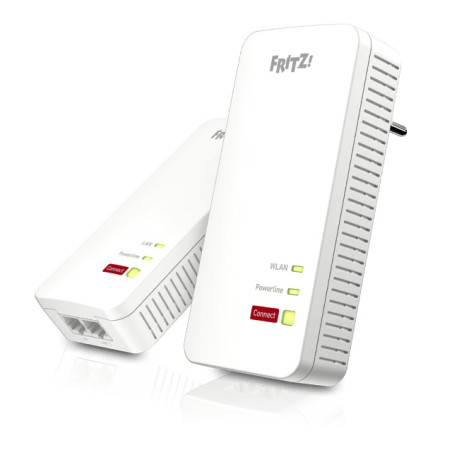 Powerline avm 1200 mbit/ ethernet lan wi-fi bianco 2pz