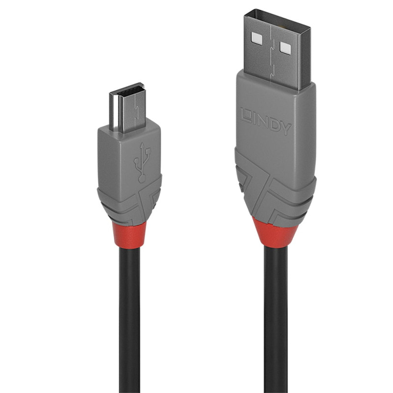 Cavo lindy usb 2.0 da tipo a 1m nero/grigio [36722]