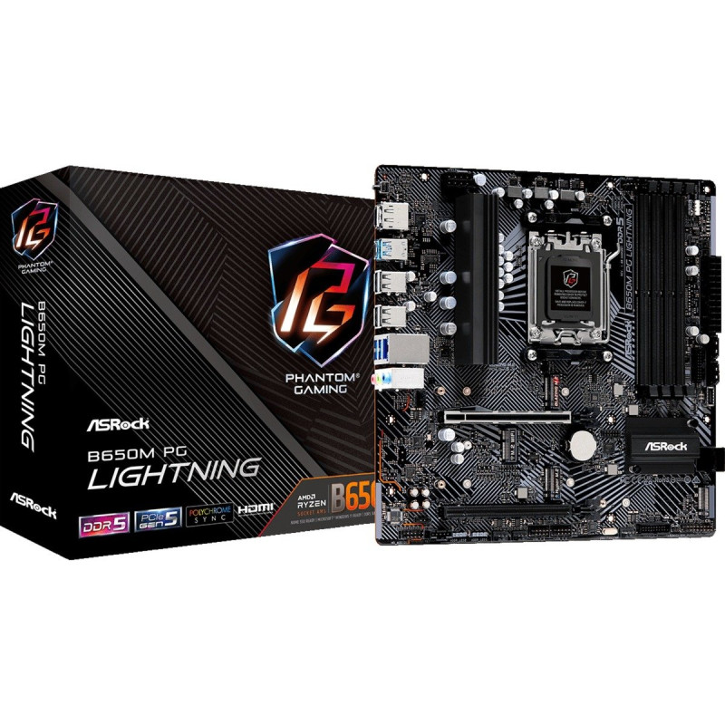 Scheda madre asrock b650m pg lightning am5 atx 4x ddr5 [90-mxbmv0-a0uayz]