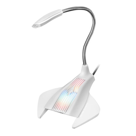 Microfono da tavolo mars gaming mmicw usb led rgb bianco