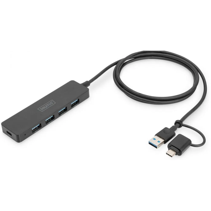 Hub usb digitus da-70236 usb3.0 4porte 12000 mbit/s 1.2m nero