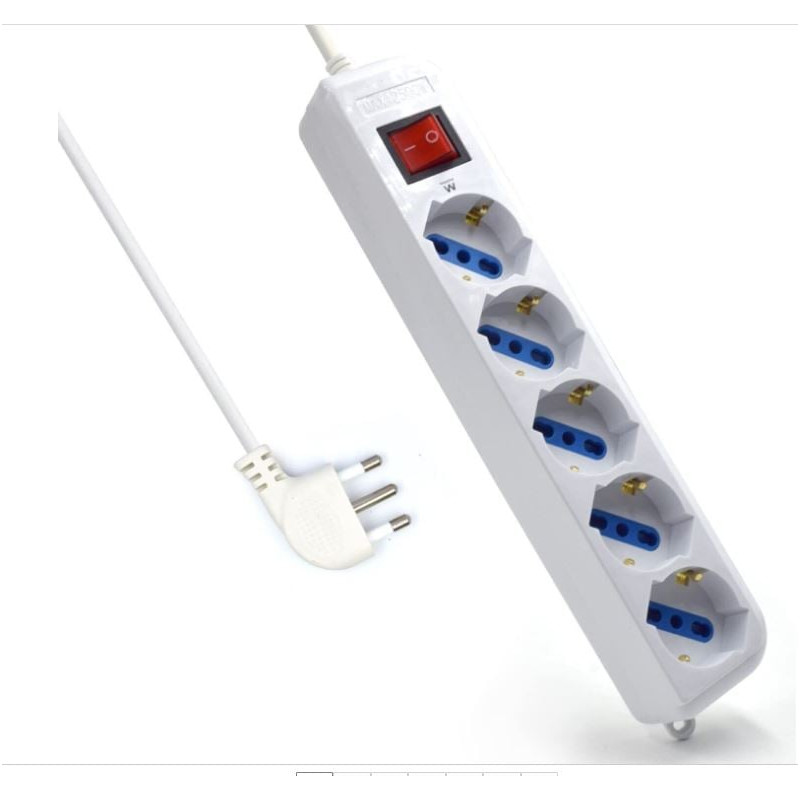 Multipresa nuovo videosuono spina 16a+4 schuko max8 1.5m bianco