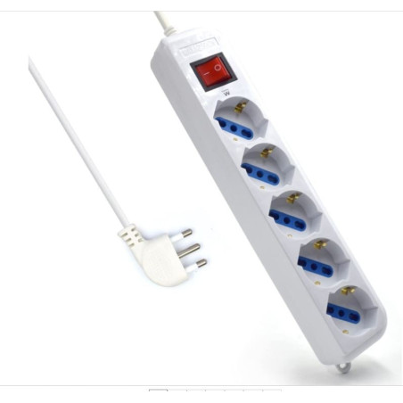 Multipresa nuovo videosuono spina 16a+4 schuko max8 1.5m bianco