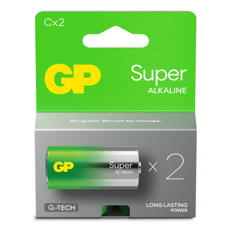 Batteria alcalina gp batteries super c lr14 1.5v 2pz