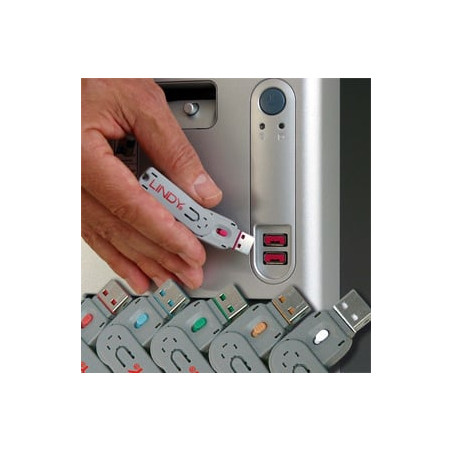 Blocca porta lindy usb typo a confezione da 4 blu [40452]