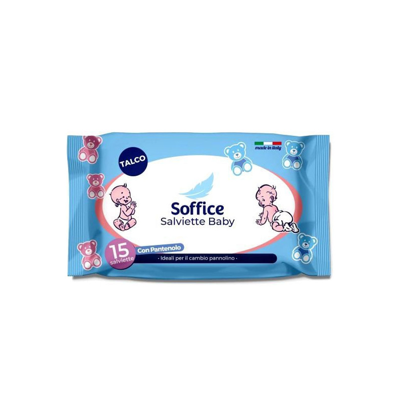 Salviette detergenti soffice talco profumate per bambino 15pz [1595-30]