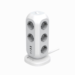 Multipresa da tavolo techly power tower 11-slot schuko 2xusb-a/2xusb-c