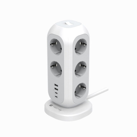 Multipresa da tavolo techly power tower 11-slot schuko 2xusb-a/2xusb-c