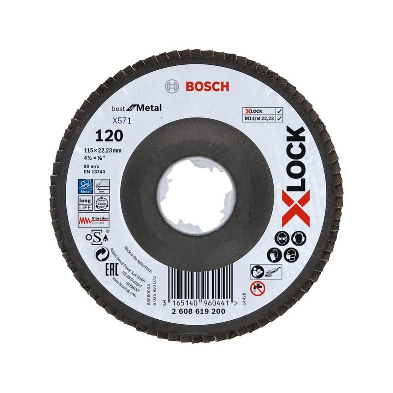 Disco abrasivo bosch x-lock x571 per metallo 115mm [2608619200]