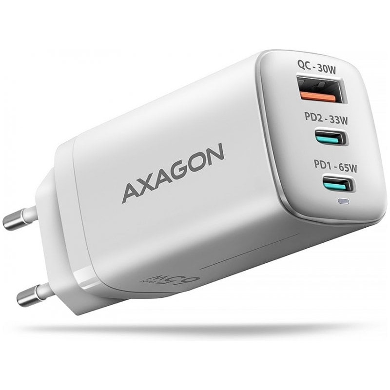 Alimentatore da rete axagon acu-dpq65w 3 porte 65w bianco [azaxnlsacudpq6w]
