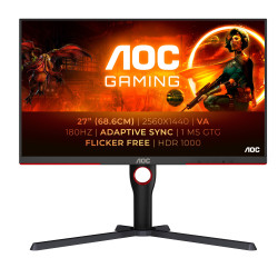 Monitor led 27'' aoc q27g3xmn/bk qhd 2560x1440/1ms/classe
