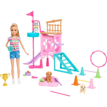 Bambola barbie stacie obstacle course puppies con 3 cuccioli 283mm